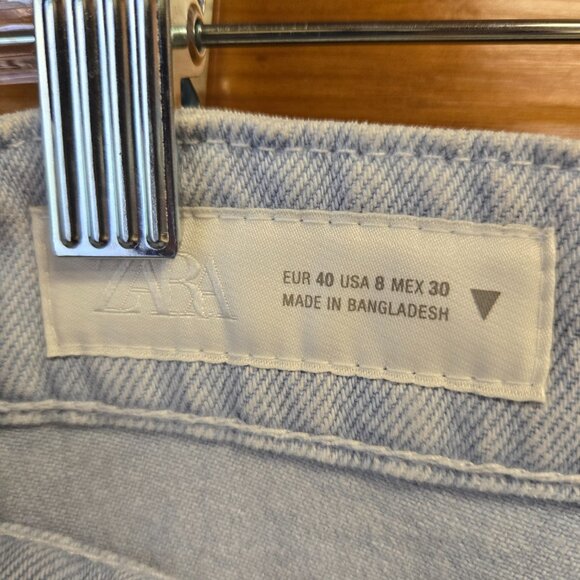 Zara Wide Leg Baggy Y2K 90s Style Light Wash Jeans Size 8 - Picture 5 of 8